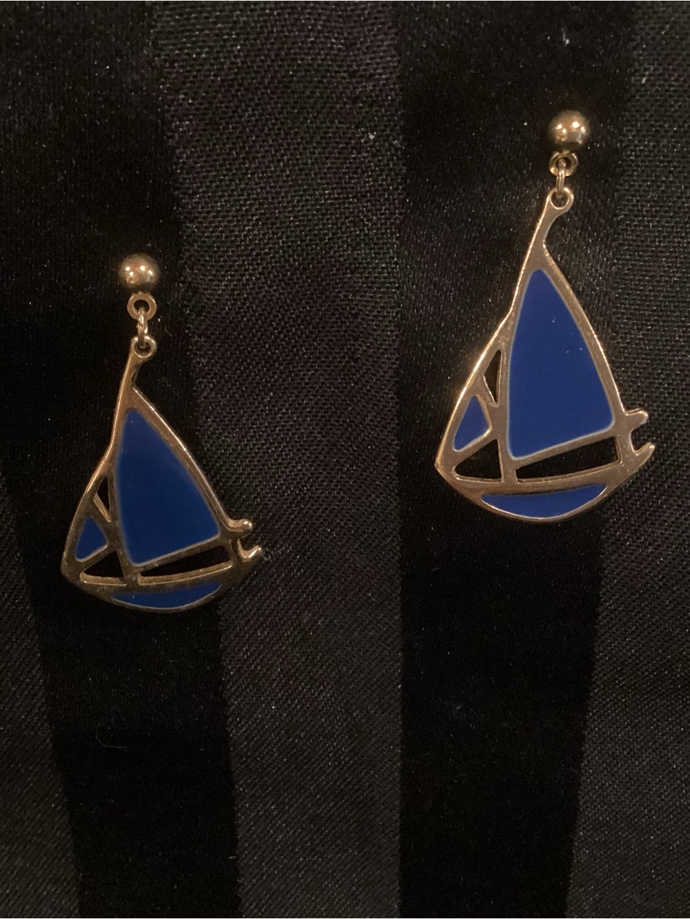 Gold-Tone Blue Sailboat Drop Earrings - Women Jewelry